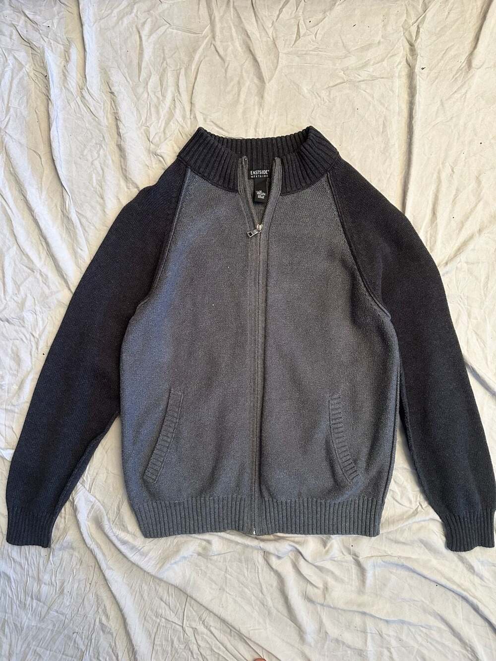 Eastside Westside Men's Size M Full Zip Mock Neck Cotton Sweater